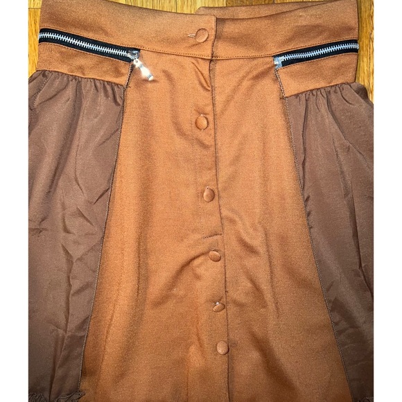 RUST BROWN PUMPKIN RUFFLED SKIRT - Picture 2 of 9